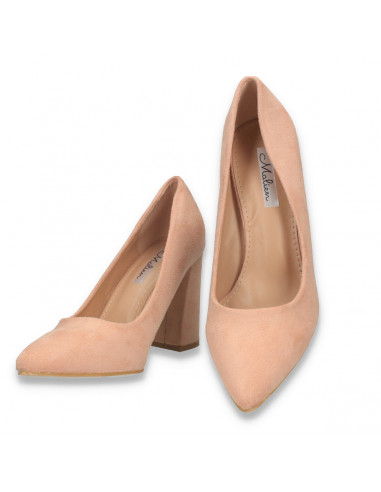 Pantofi eleganti, cu toc gros, roz - W582