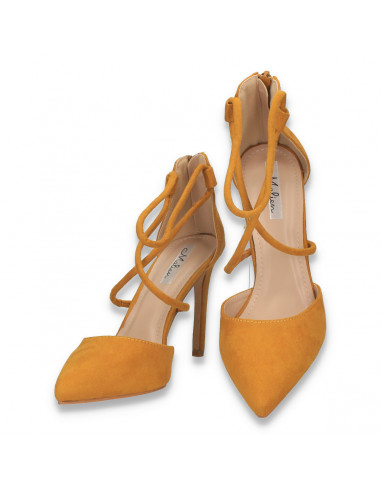 Pantofi eleganti, cu toc stiletto, galbeni - W609