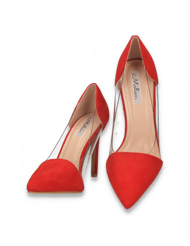 Pantofi stiletto, cu insertii de silicon, rosii - W612