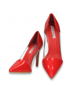 Pantofi stiletto, din lac, cu insertii de silicon, rosii - W611 2