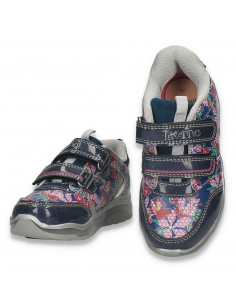 Pantofi sport cu leduri, model floral, pentru fetite, mov - W627 2