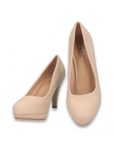 Pantofi eleganti, cu platforma mica, bej - W643