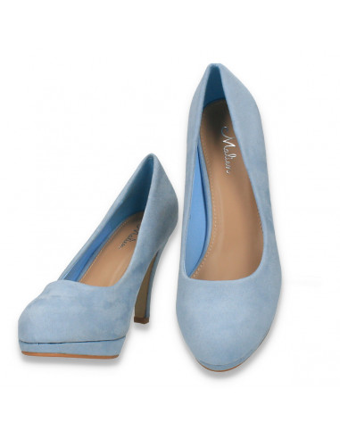 Pantofi eleganti, cu platforma mica, albastru deschis - W644