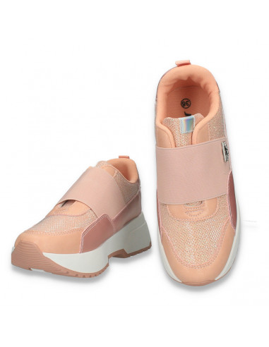Sneakers casual dama, cu talpa groasa, roz - W756