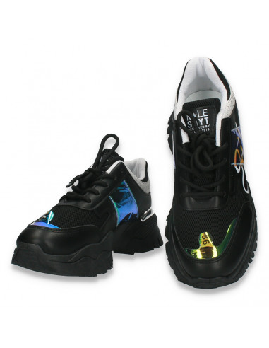 Pantofi sport-casual dama, cu talpa groasa, negru - W758