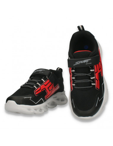 Pantofi sport pentru baieti, negru-rosu - W766