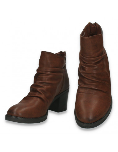 Botine pentru dama, din piele eco, maro - W826