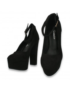 Pantofi femei, cu bareta si toc inalt, negri - W832 2