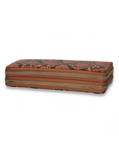 Portmoneu dama, din piele eco, cu snake-print, maro-negru - M423