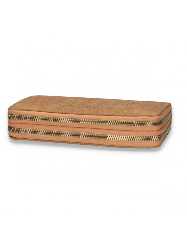 Portmoneu dama, din piele eco, cu imprimeu floral, maro - M426