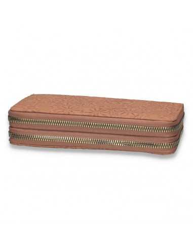 Portmoneu dama, din piele eco, cu imprimeu floral, roz - M430