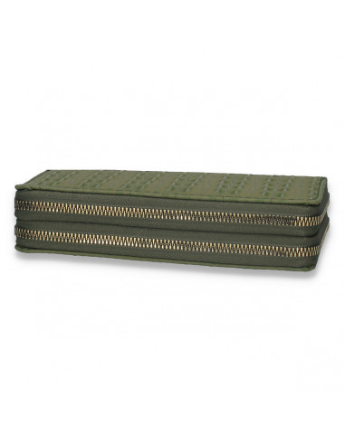 Portmoneu dama, din piele eco, cu imprimeu croco, verde - M435