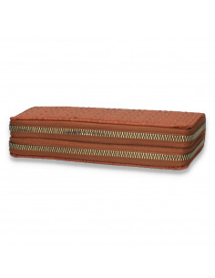 Portmoneu dama, din piele eco, cu imprimeu croco, maro - M436 2