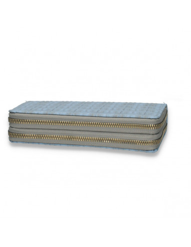 Portmoneu dama, din piele eco, cu imprimeu croco, albastru deschis - M437