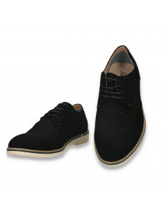 Pantofi casual pentru barbati, imitatie velur, negri - W978 2