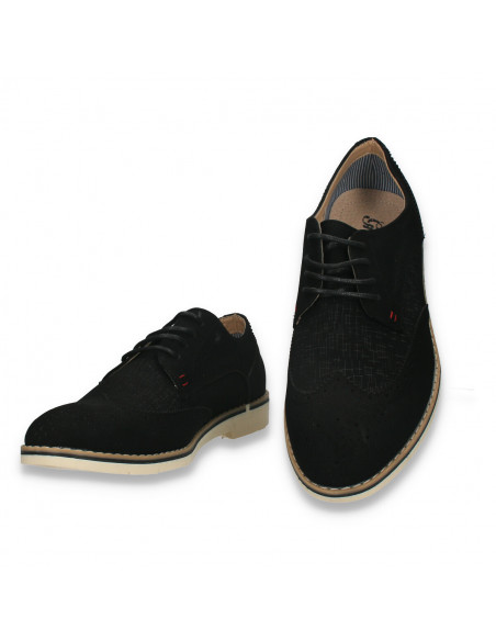 Pantofi casual pentru barbati, imitatie velur, negri - W978