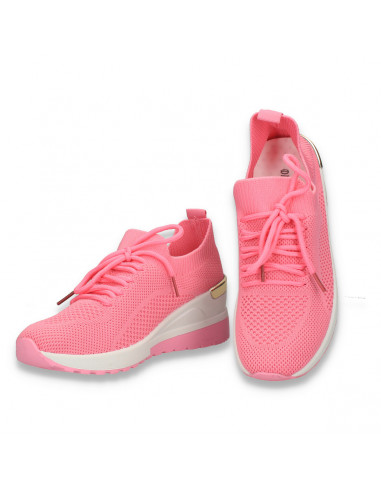 Pantofi tip soseta pentru femei, din material textil, fucsia - W985