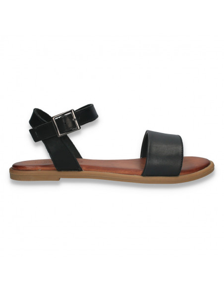 Sandale din piele pentru femei, negre - W991
