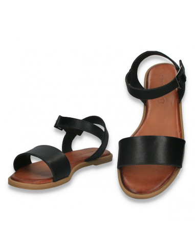 Sandale din piele pentru femei, negre - W991