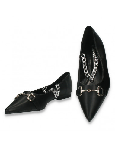 Pantofi dama, cu varf ascutit, negri - W1003
