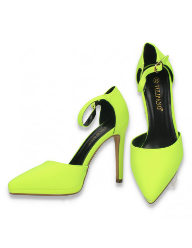 Pantofi dama, cu toc inalt, verde neon - W1006