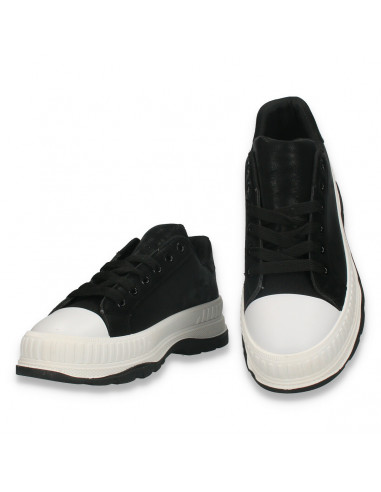 Pantofi casual dama, cu talpa inalta, negru-alb - W1025