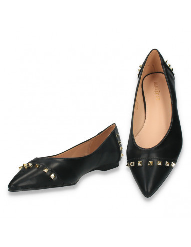 Pantofi dama, cu tinte si varf ascutit, negri - W1034