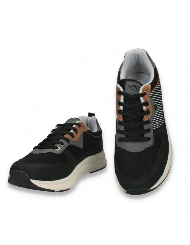 Sneakers casual pentru barbati, din material textil, negri - W1062