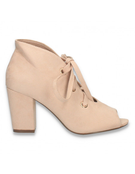Pantofi fashion, de vara, cu toc mediu, roz - W1150