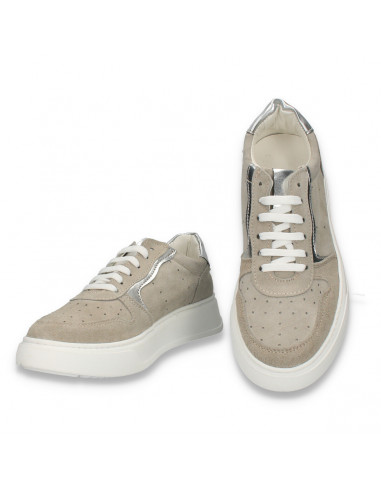 Pantofi casual pentru femei, din piele intoarsa, gri - W1161