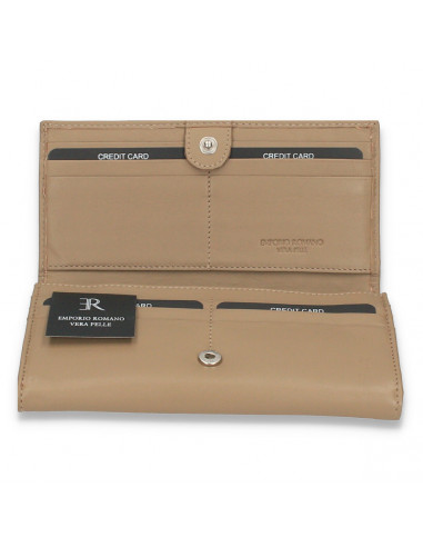 Portmoneu dama, din piele, taupe - M666