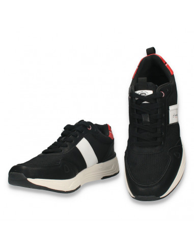 Sneakers casual pentru barbati, din material textil, negri - W1191