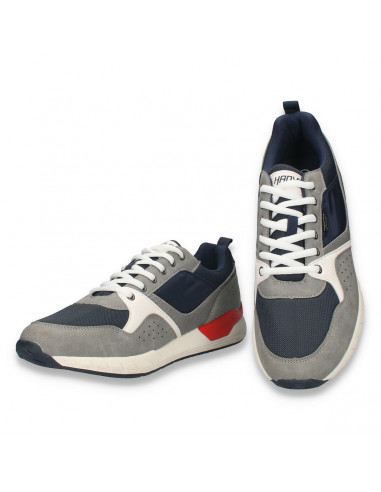 Sneakers casual pentru barbati, din material textil, gri - W1192