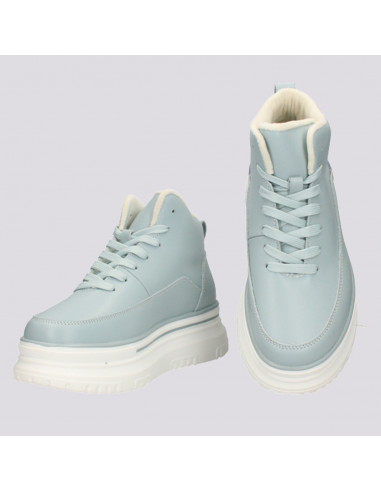 Ghete din piele pentru femei, albastru deschis - W1208