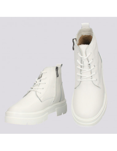 Ghete din piele pentru femei, model clasic, albe - W1215