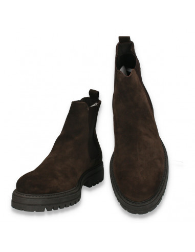 Ghete slip on din piele intoarsa pentru barbati, maro - W1238