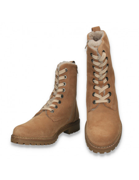 Ghete dama, din piele intoarsa, camel - W1239