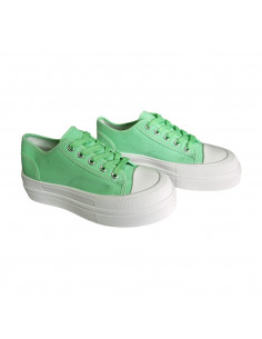 pantofi femei, pantofi dama, sneakers dama verzi, snakers femei din textil, sneakers cu talpa inalta alba 2