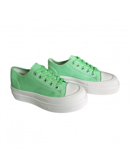 pantofi femei, pantofi dama, sneakers dama verzi, snakers femei din textil, sneakers cu talpa inalta alba