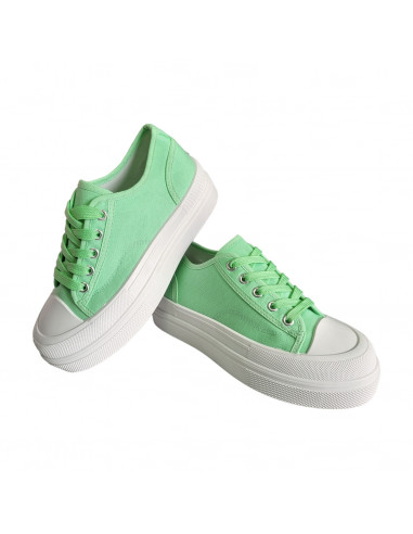 pantofi femei, pantofi dama, sneakers dama verzi, snakers femei din textil, sneakers cu talpa inalta alba