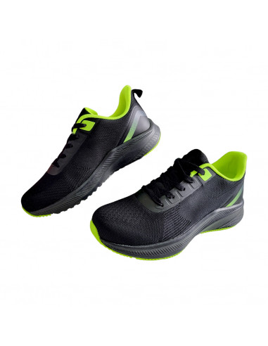 pantofi sport barbati, pantofi sport barbati din textil, pantofi sport barbati negri cu verde neon