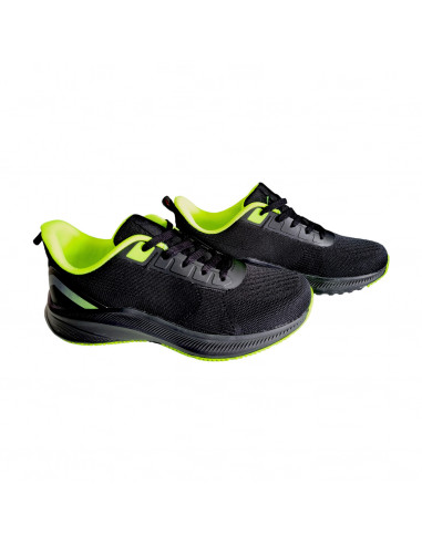 pantofi sport barbati, pantofi sport barbati din textil, pantofi sport barbati negri cu verde neon