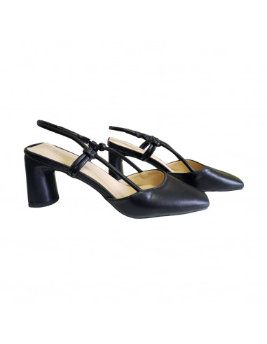Pantofi eleganti cu toc gros, pentru femei, negri, piele eco