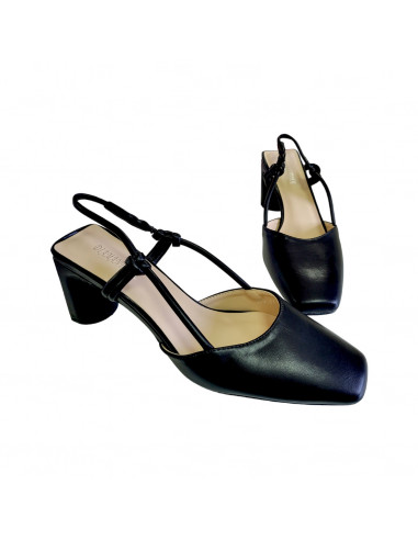 Pantofi eleganti cu toc gros, pentru femei, negri, piele eco
