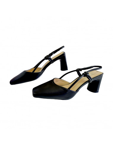 Pantofi eleganti cu toc gros, pentru femei, negri, piele eco