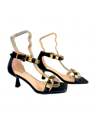 Sandale elegante cu toc clepsidra, pentru dama, negre