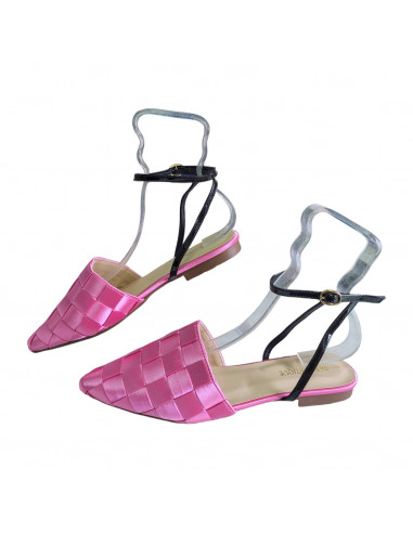 saboti dama, saboti pentru femei, saboti eleganti cu toc jos femei, saboti fucsia slingback, saboti cu bareta