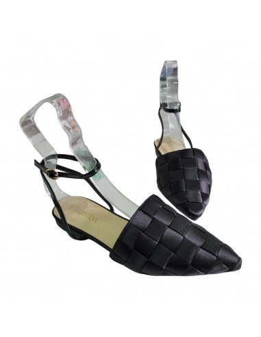 saboti dama, saboti pentru femei, saboti eleganti cu toc jos femei, saboti negri slingback, saboti cu bareta