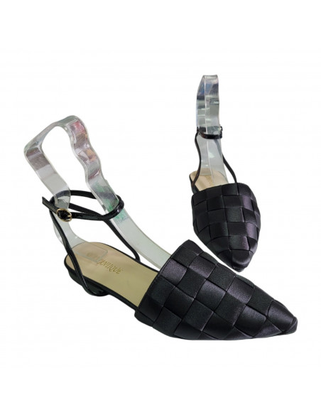 saboti dama, saboti pentru femei, saboti eleganti cu toc jos femei, saboti negri slingback, saboti cu bareta