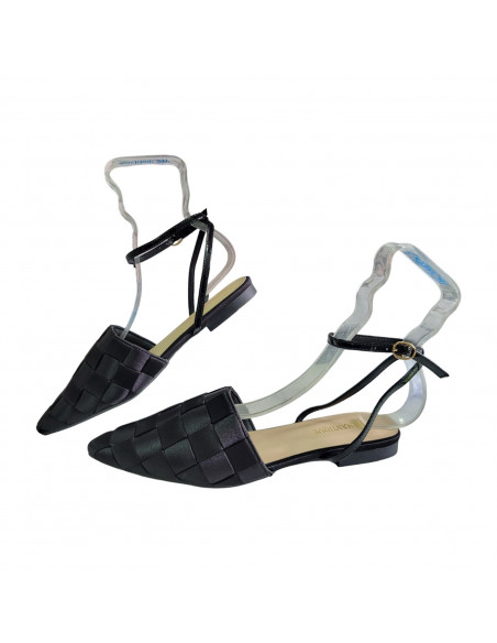 saboti dama, saboti pentru femei, saboti eleganti cu toc jos femei, saboti negri slingback, saboti cu bareta